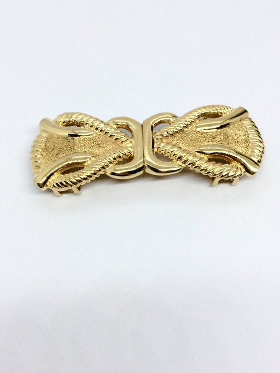 VINTAGE ACCESSOCRAFT NYC Gold Tone Belt Buckle Bow Rope Designer Runway main image 7